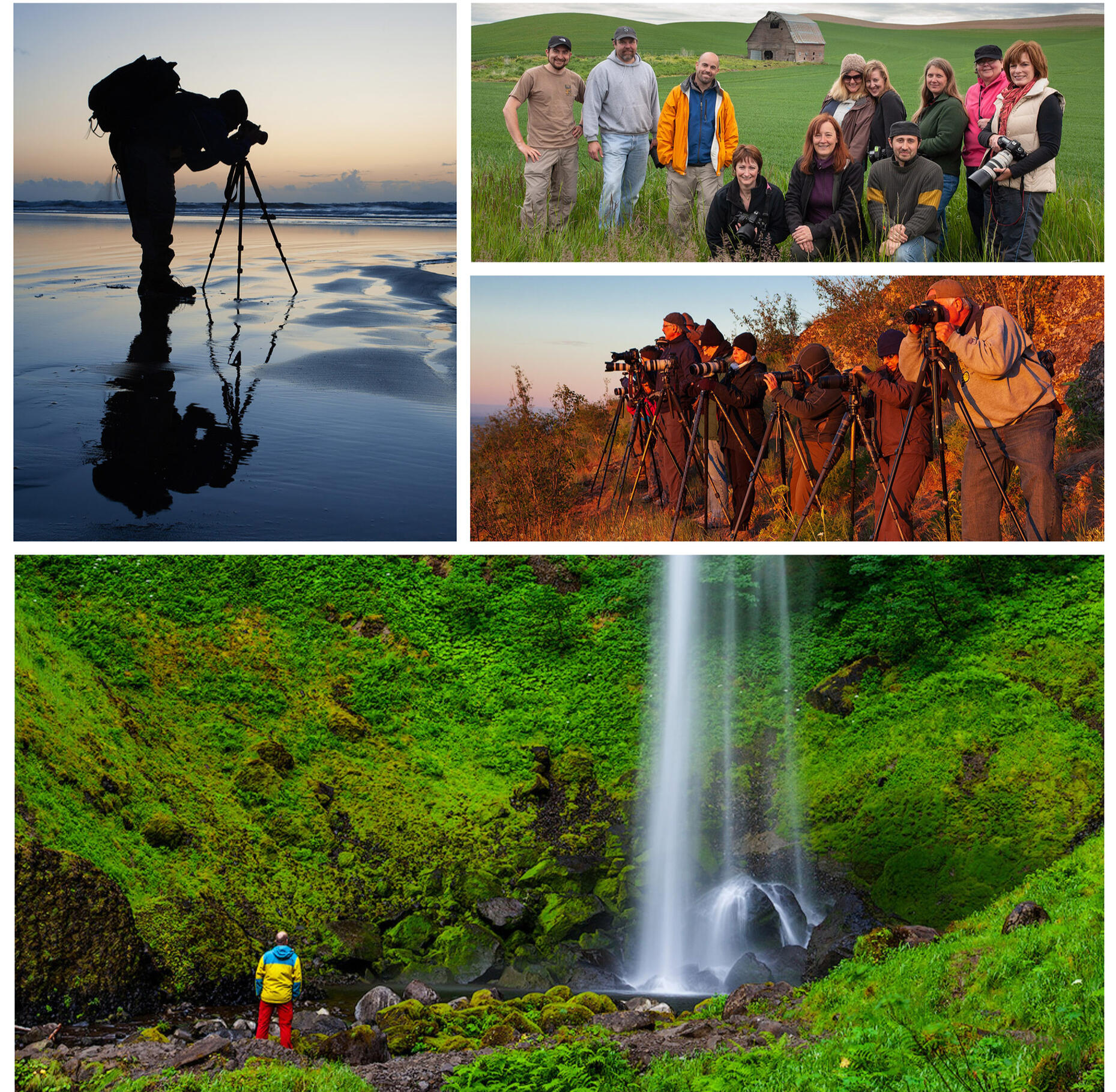 Having a good time at the coast, waterfalls, and prairie